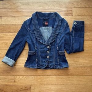 VINTAGE G by Guess fitted cropped denim blazer